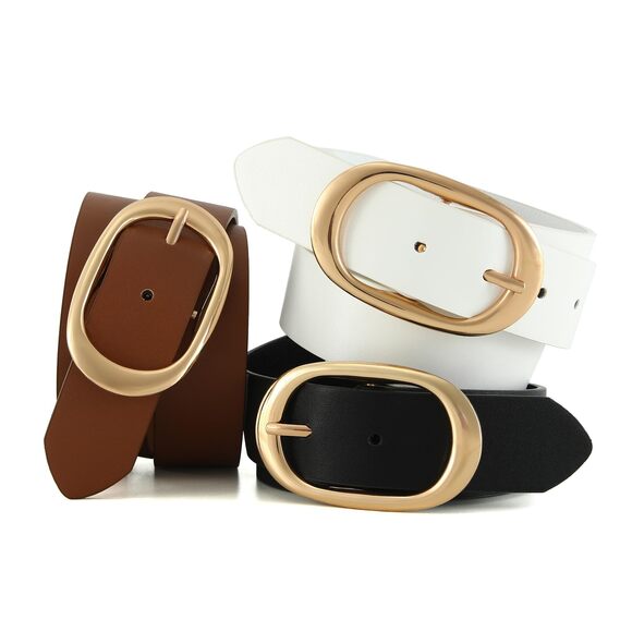 Fashion Women's Faux Leather Belts Ladies Waist Belt With Pin Gold Buckle 4196 - Picture 5 of 5